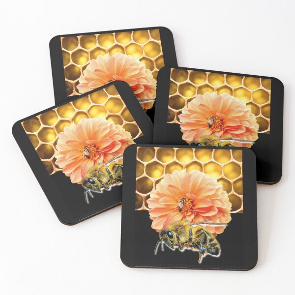 Item preview, Honeybee With Comb & Flower Colorful Design designed and sold by EarthArtDesigns.