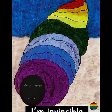 Artwork thumbnail, I'm invincible inside my comfort zone: hand painted oil pastel digitally altered by Queerky Artist