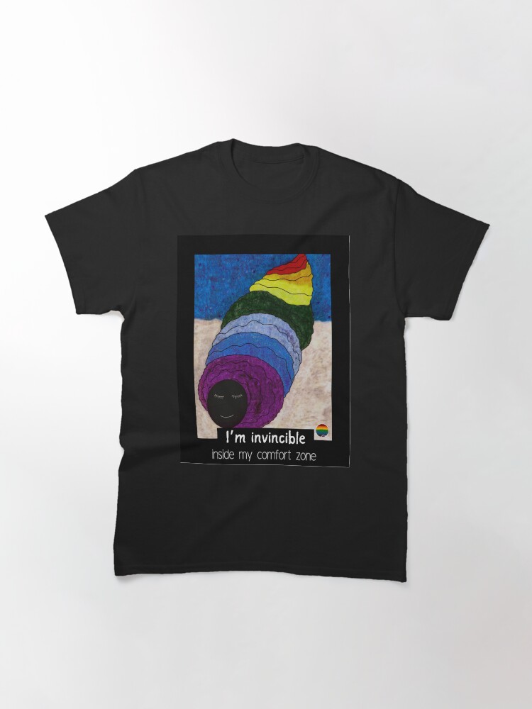 Thumbnail 3 of 7, Classic T-Shirt, I'm invincible inside my comfort zone: hand painted oil pastel digitally altered designed and sold by adzik.