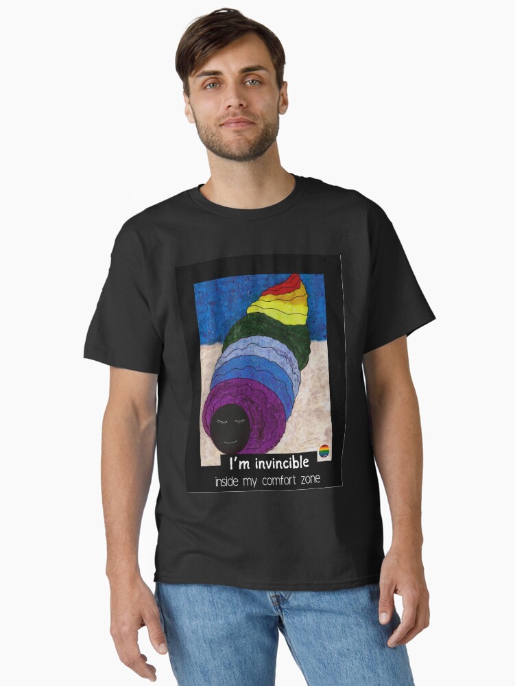 Thumbnail 2 of 7, Classic T-Shirt, I'm invincible inside my comfort zone: hand painted oil pastel digitally altered designed and sold by adzik.