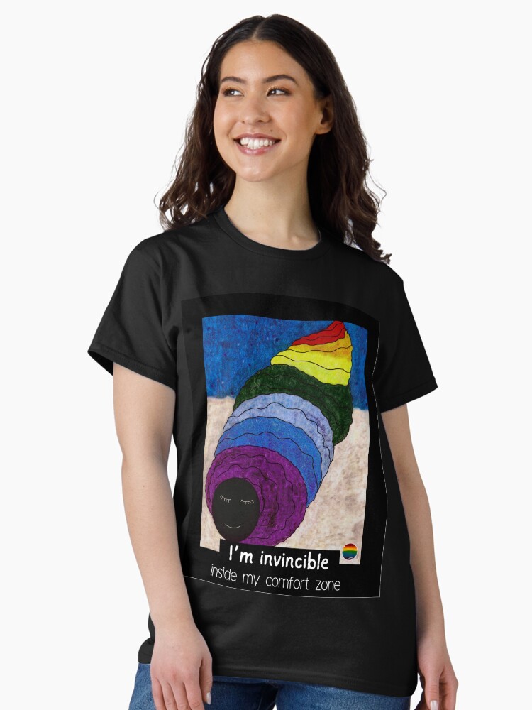 Thumbnail 1 of 7, Classic T-Shirt, I'm invincible inside my comfort zone: hand painted oil pastel digitally altered designed and sold by adzik.