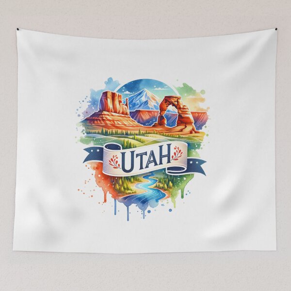 Item preview, ✨Retro US State Watercolor Maps – Utah - Unique Travel Art T-Shirts, Mugs, Stickers & More designed and sold by artedigital99.