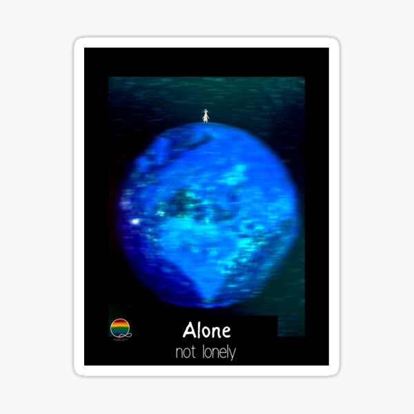 Alone - not lonely: mixed media, hand painted oil pastel collage digitally altered Sticker
