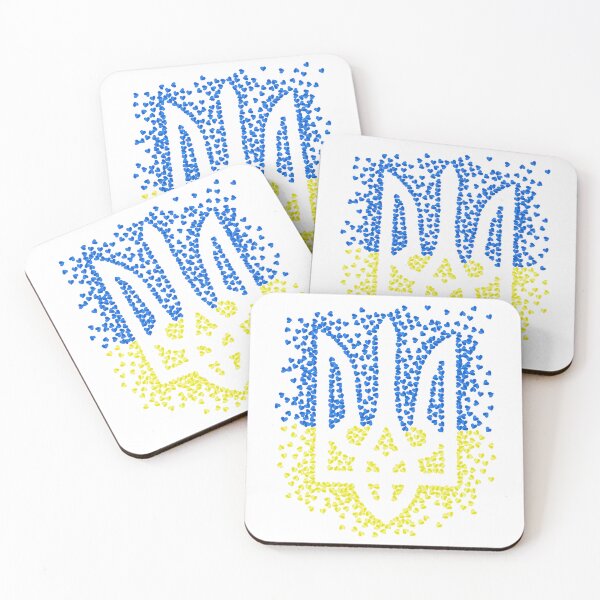 Item preview, Ukrainian national emblem trident tryzub contour with scattering hearts designed and sold by CutieBlue.