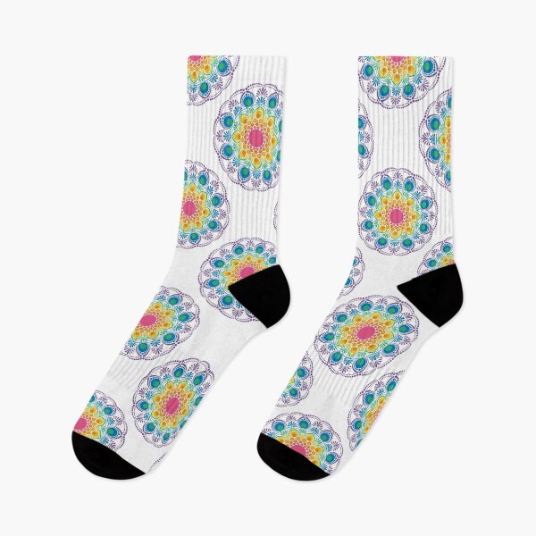 Item preview, White Maximalist Rainbow Floral Fountain Polka Dots designed and sold by Triplicate Limited.