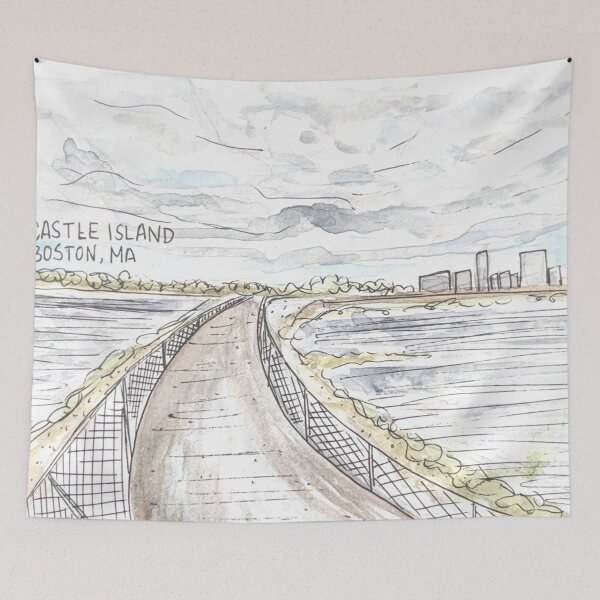 Item preview, Castle Island Boston Massachusetts Watercolor Illustration designed and sold by kriti130.