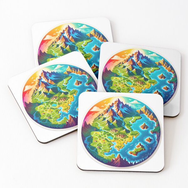 Item preview, Colorful Fantasy World Map Illustration designed and sold by artwaves.