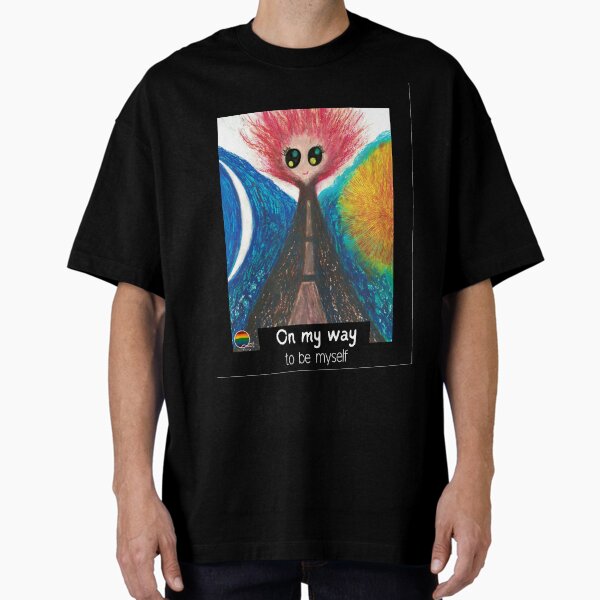 On my way to be myself: hand painted oil pastel vivid colours Oversized T-Shirt