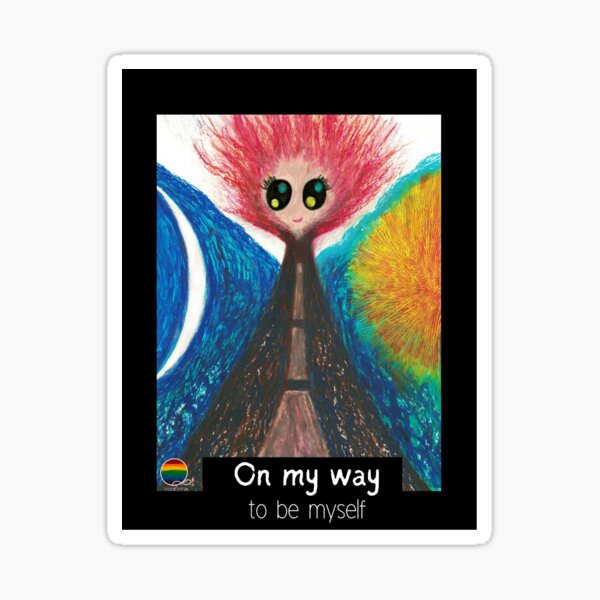 On my way to be myself: hand painted oil pastel vivid colours Sticker