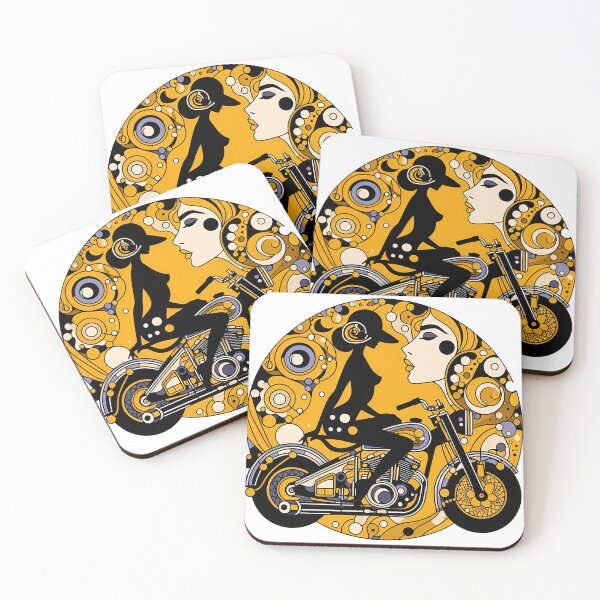 Item preview, Motorcycle Girl As Gustav Klimt Style Art  designed and sold by OzzFrequency.