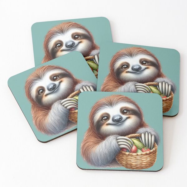 Item preview, Cute Baby Sloth Hugging Wicker Basket with Strawberries designed and sold by Amazing-Kortez.
