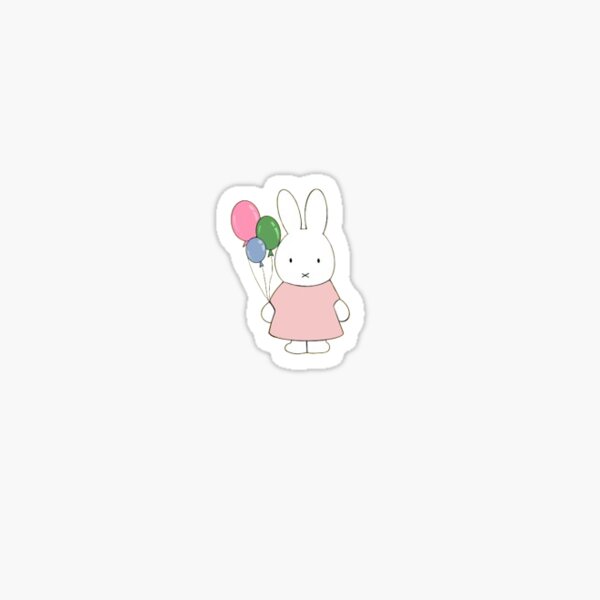 Artikel-Vorschau von Miffy mit Luftballons digitaler Aufkleber, designt und verkauft von Art-for-Joy.