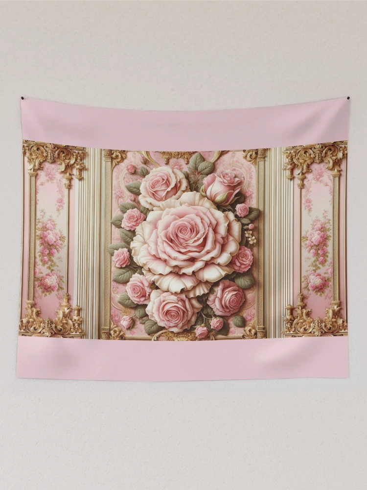 Thumbnail 2 of 3, Tapestry, Pink Roses & Rococo designed and sold by DesignsByPrnces.