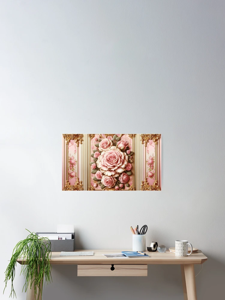 Thumbnail 2 of 3, Poster, Pink Roses & Rococo designed and sold by DesignsByPrnces.