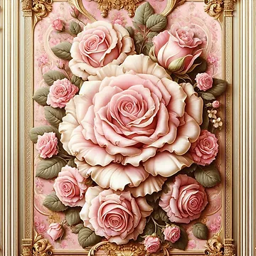 Artwork thumbnail, Pink Roses & Rococo by DesignsByPrnces