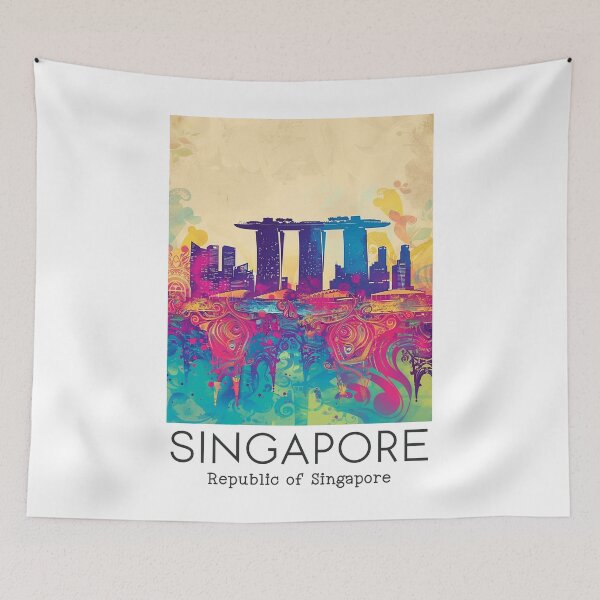 Artikelvorschau, Eine Reiseillustration von Singapur - Republik Singapur entworfen und verkauft von GoodOldVintage.