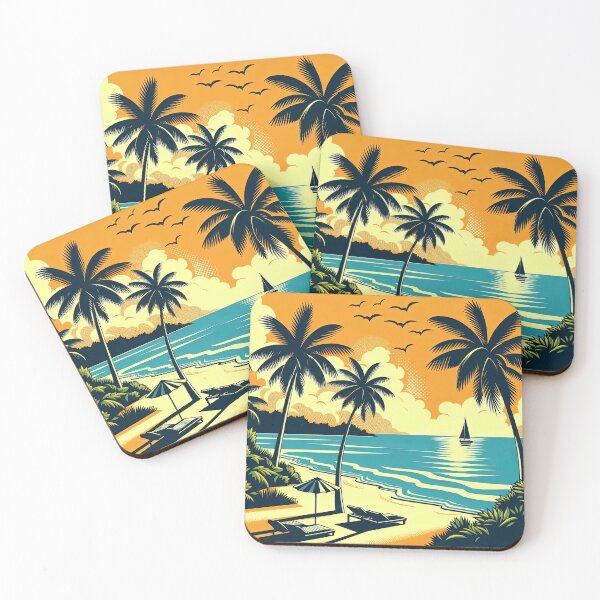Item preview, Tropical Beach Palm Trees Pop Art Style designed and sold by artofuniverse.