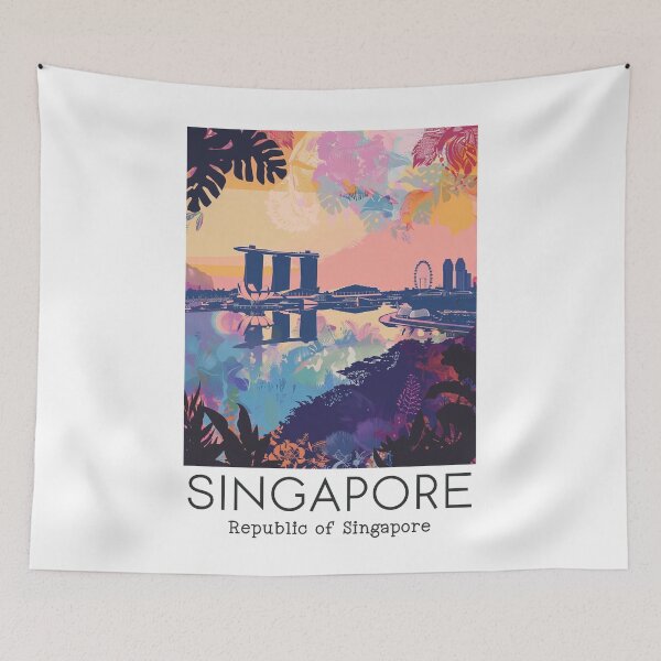 Artikelvorschau, Eine Reiseillustration von Singapur - Republik Singapur entworfen und verkauft von GoodOldVintage.