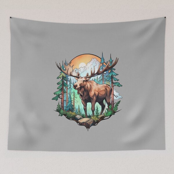 Item preview, Moose in the forest designed and sold by ArtCraftLab.