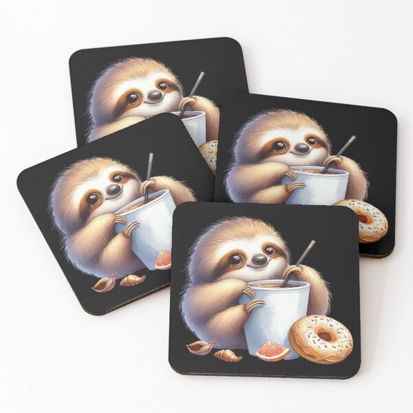 Item preview, Cute Baby Sloth with Coffee and Donut designed and sold by Amazing-Kortez.