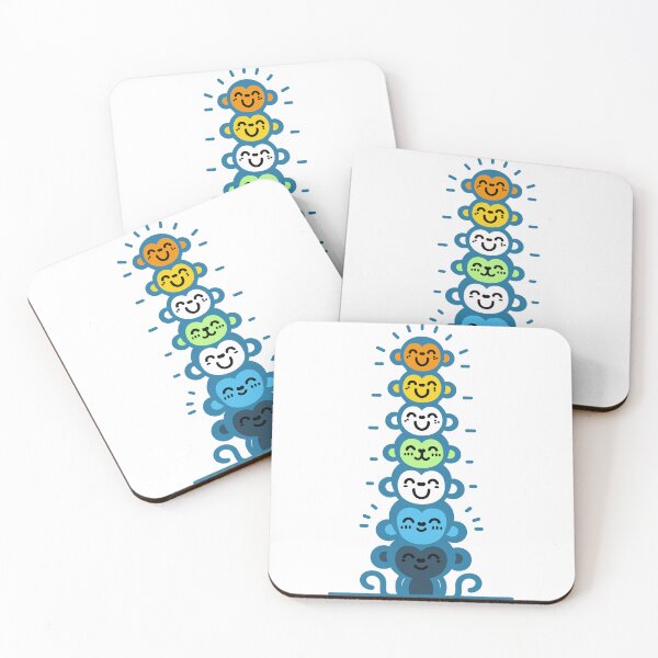 Item preview, Cute AroAce Agender Pride Flag Monkeys, AroAce Agender Stacked Monkeys designed and sold by Travelslightly.