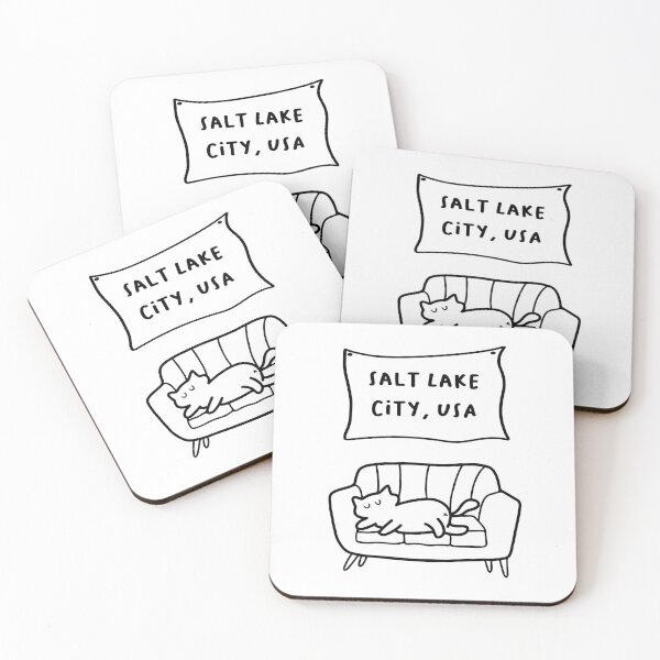 Item preview, Salt Lake City, USA | A Cute Cat Sleeping Peacefully on a Cozy Couch Illustration designed and sold by RM-Journey.