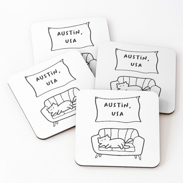 Item preview, Austin, USA | A Cute Cat Sleeping Peacefully on a Cozy Couch Illustration designed and sold by RM-Journey.