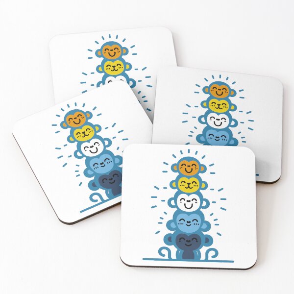 Item preview, Cute AroAce Pride Flag Monkeys, AroAce Stacked Monkeys designed and sold by Travelslightly.