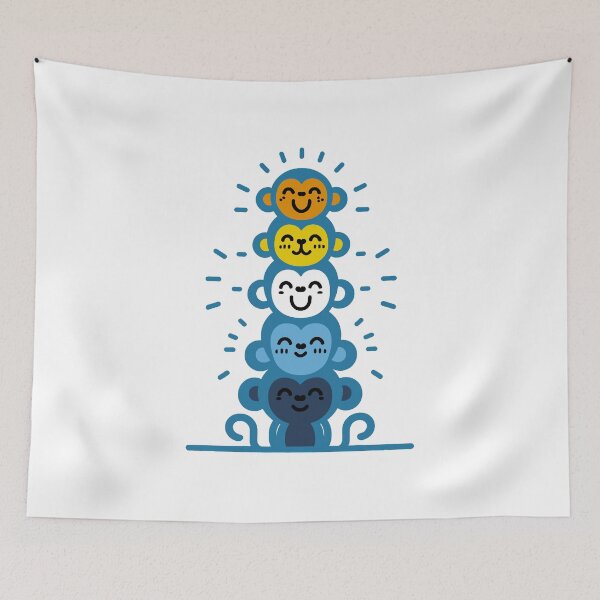 Item preview, Cute AroAce Pride Flag Monkeys, AroAce Stacked Monkeys designed and sold by Travelslightly.