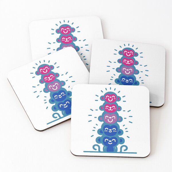 Item preview, Cute Bisexual Pride Flag Monkeys, Bi Stacked Monkeys designed and sold by Travelslightly.