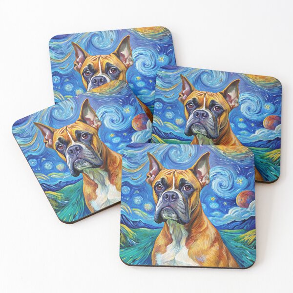Item preview, Boxer Dog Breed Painting in Van Gogh's Starry Night Art Style designed and sold by Art-Jiyuu.