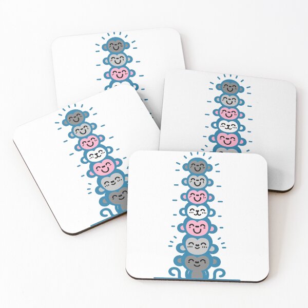 Item preview, Cute Demigirl Pride Flag Monkeys, Demigirl Stacked Monkeys designed and sold by Travelslightly.