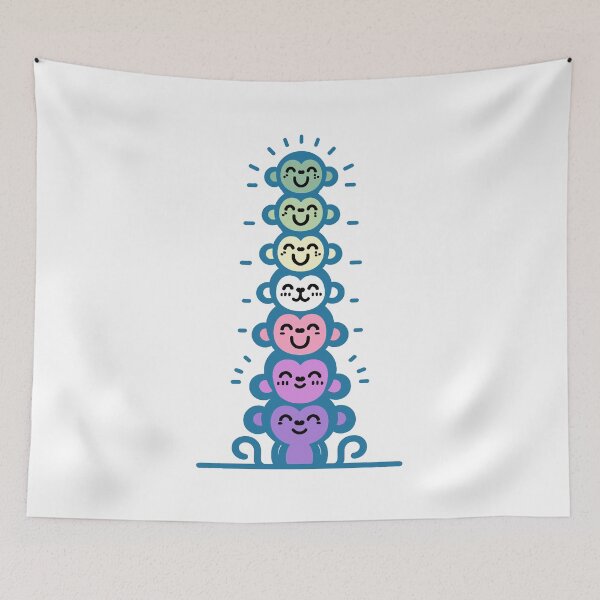 Item preview, Cute Genderfae Pride Flag Monkeys, Genderdoe Stacked Monkeys designed and sold by Travelslightly.