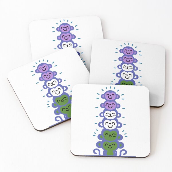Item preview, Cute Genderqueer Pride Flag Monkeys, Genderqueer Stacked Monkeys designed and sold by Travelslightly.