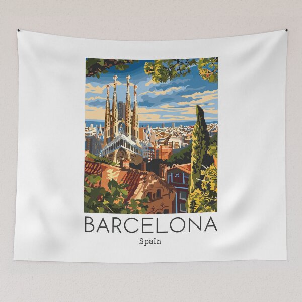 Item preview, A Vintage Travel Illustration of Barcelona - Spain  designed and sold by GoodOldVintage.