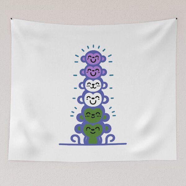 Item preview, Cute Genderqueer Pride Flag Monkeys, Genderqueer Stacked Monkeys designed and sold by Travelslightly.