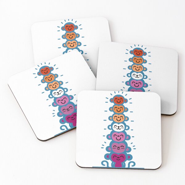 Item preview, Cute Lesbian Pride Flag Monkeys, Lesbian Stacked Monkeys designed and sold by Travelslightly.