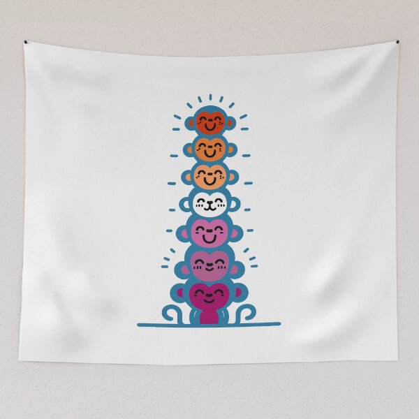 Item preview, Cute Lesbian Pride Flag Monkeys, Lesbian Stacked Monkeys designed and sold by Travelslightly.