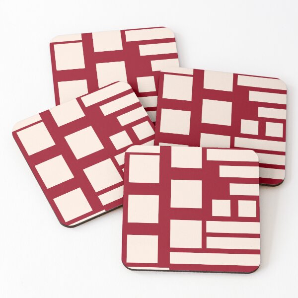 Item preview, Red Beige Abstract Geometric Squares  designed and sold by Bojana92.