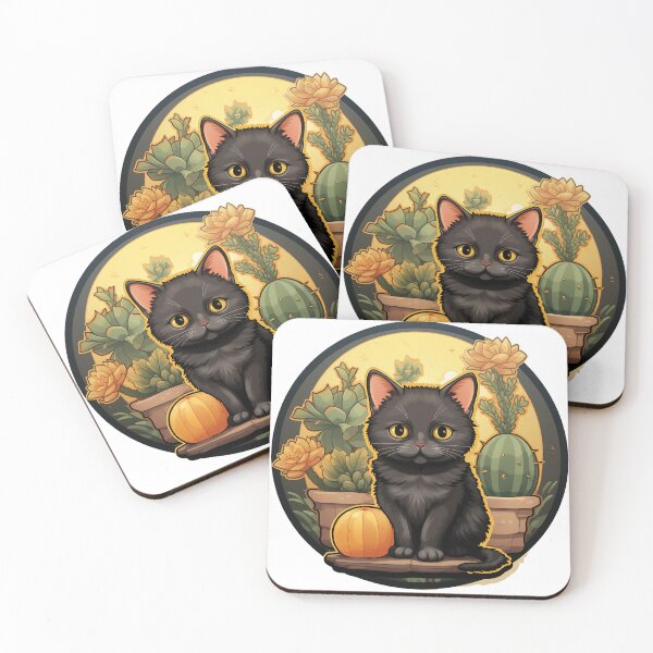 Item preview, Magic Cat Surrounded by Succulents and Pumpkins designed and sold by DotLineColor.