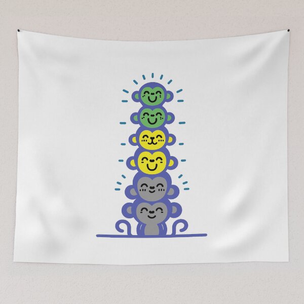 Item preview, Cute Lithromantic Pride Flag Monkeys, Lithromantic Stacked Monkeys designed and sold by Travelslightly.