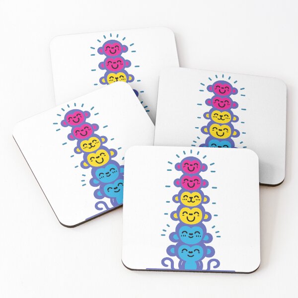 Item preview, Cute Pansexual Pride Flag Monkeys, Pan Stacked Monkeys designed and sold by Travelslightly.
