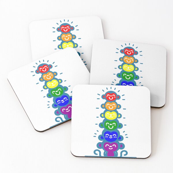 Item preview, Cute LGBTQ Rainbow Pride Flag Monkeys, Rainbow Stacked Monkeys designed and sold by Travelslightly.