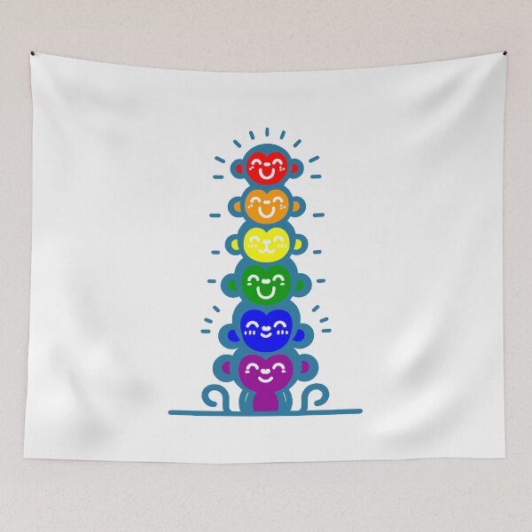 Item preview, Cute LGBTQ Rainbow Pride Flag Monkeys, Rainbow Stacked Monkeys designed and sold by Travelslightly.