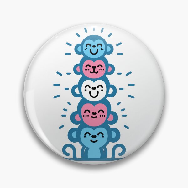 Item preview, Cute Transgender Pride Flag Monkeys, Trans Stacked Monkeys designed and sold by Travelslightly.