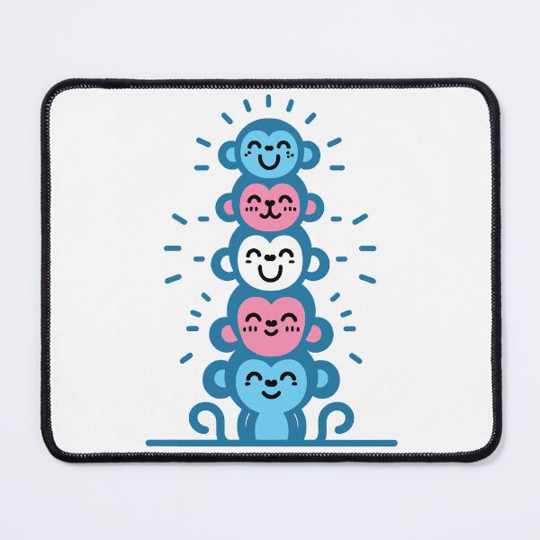 Item preview, Cute Transgender Pride Flag Monkeys, Trans Stacked Monkeys designed and sold by Travelslightly.