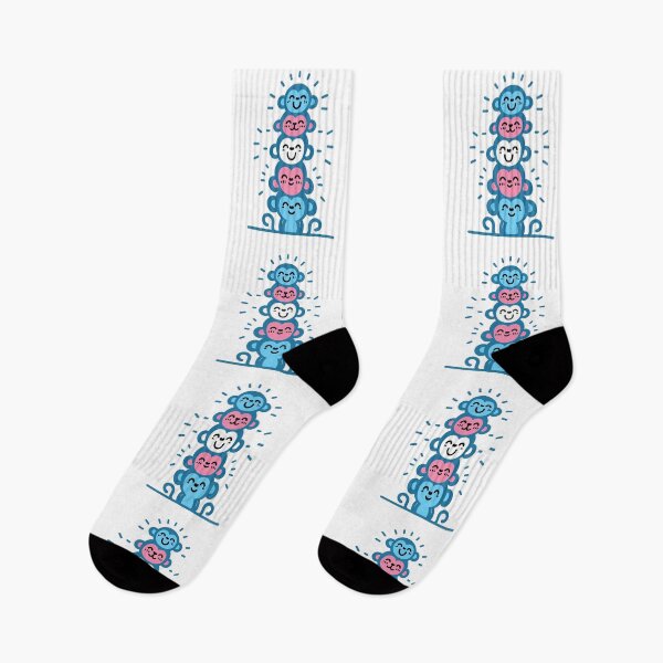 Item preview, Cute Transgender Pride Flag Monkeys, Trans Stacked Monkeys designed and sold by Travelslightly.