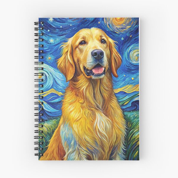 Artikelvorschau, Gemälde der Hunderasse Golden Retriever im Kunststil „Sternennacht“ von Van Gogh entworfen und verkauft von Art-Jiyuu.