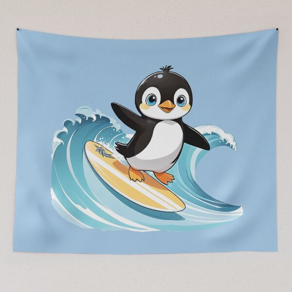 Item preview, Kawaii Penguin Surfboarding designed and sold by Myra365Art.
