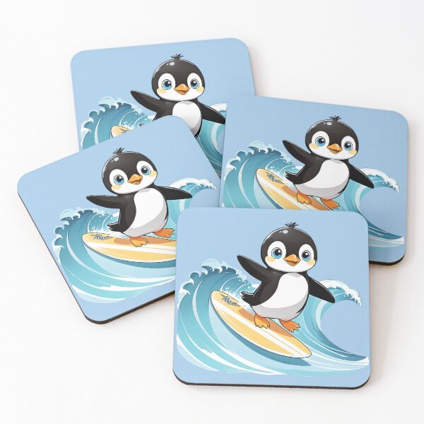 Item preview, Kawaii Penguin Surfboarding designed and sold by Myra365Art.